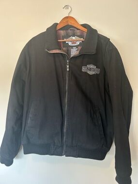 Harley-Davidson Black Zip-Up Bomber Jacket with Logo Patch
